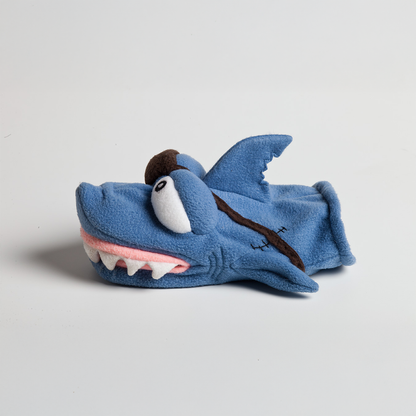 chewy chums neverbite pirate shark plush dog toy puppet with silicon inside